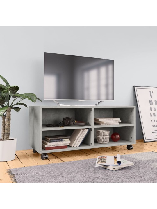 Tv skapītis uz ritentiņiem, 90x35x35cm inženierijas koks pelēks