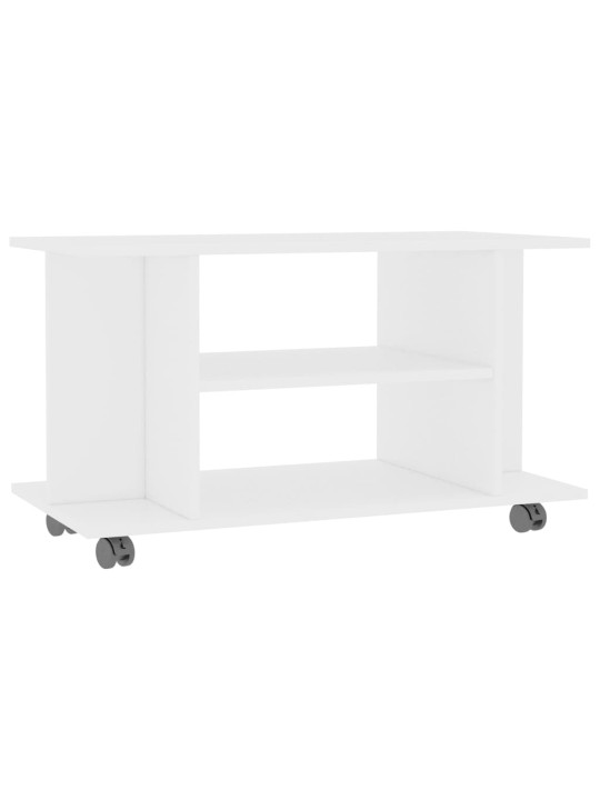 Tv skapītis ar ritenīšiem, balts, 80x40x45cm, inženierijas koks