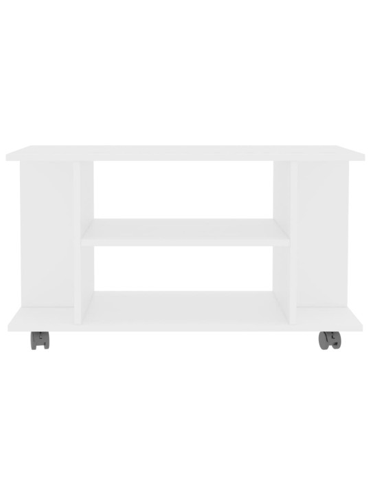 Tv skapītis ar ritenīšiem, balts, 80x40x45cm, inženierijas koks