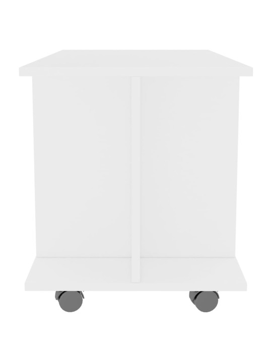 Tv skapītis ar ritenīšiem, balts, 80x40x45cm, inženierijas koks