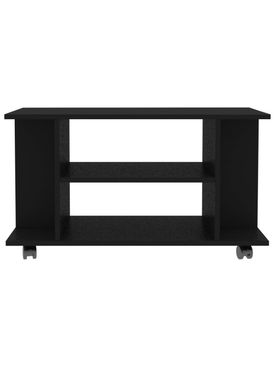 Tv skapītis ar ritenīšiem, melns, 80x40x45cm, inženierijas koks