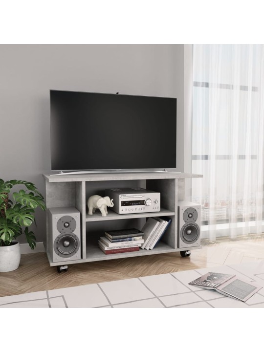 Tv skapītis ar ritenīšiem, pelēks, 80x40x45 cm, koks
