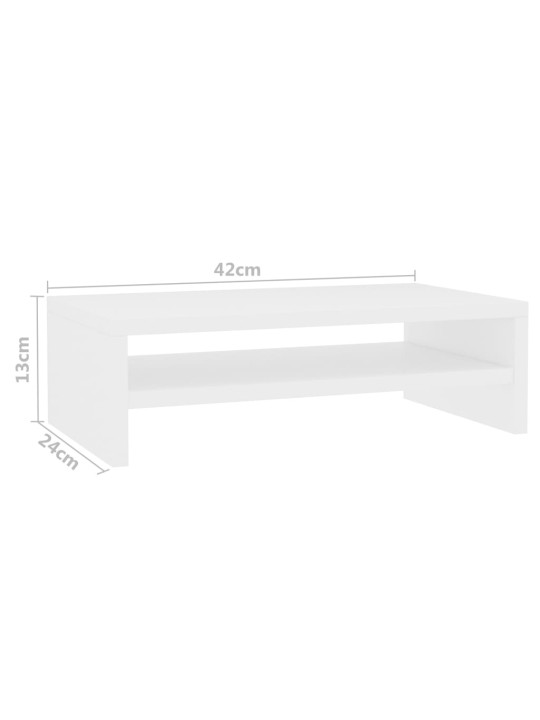 Monitora paliktnis, 42x24x13 cm, inženierijas koks, balts