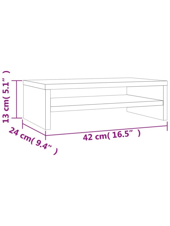 Monitora paliktnis, 42x24x13cm inženierijas koks ozolkoka krāsā