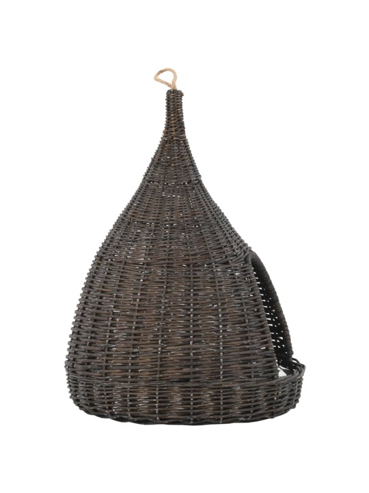 Kaķu māja ar spilvenu, 40x60 cm, pelēka, vītols, vigvama forma