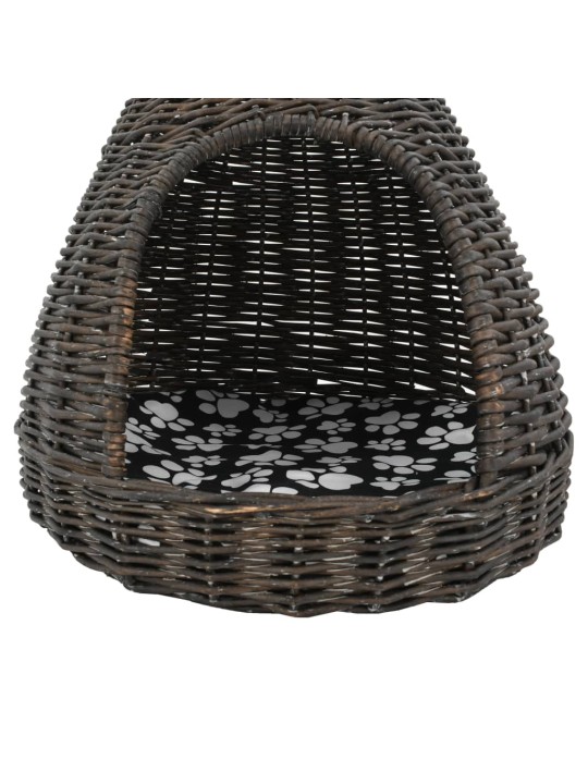 Kaķu māja ar spilvenu, 40x60 cm, pelēka, vītols, vigvama forma
