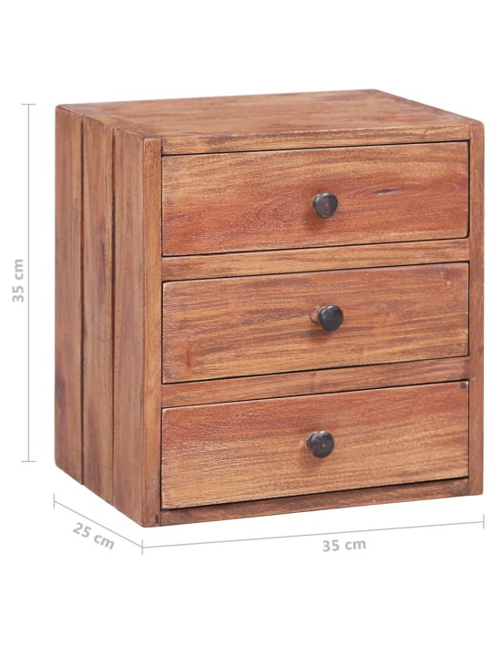 Naktsskapītis ar 3 atvilktnēm 35x25x35 cm masīvs sarkankoks