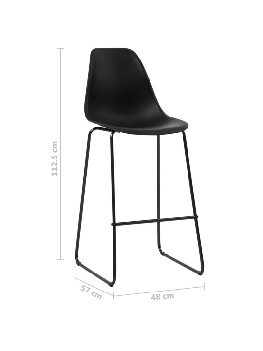 Bāra krēsli, 4 gab., melna plastmasa