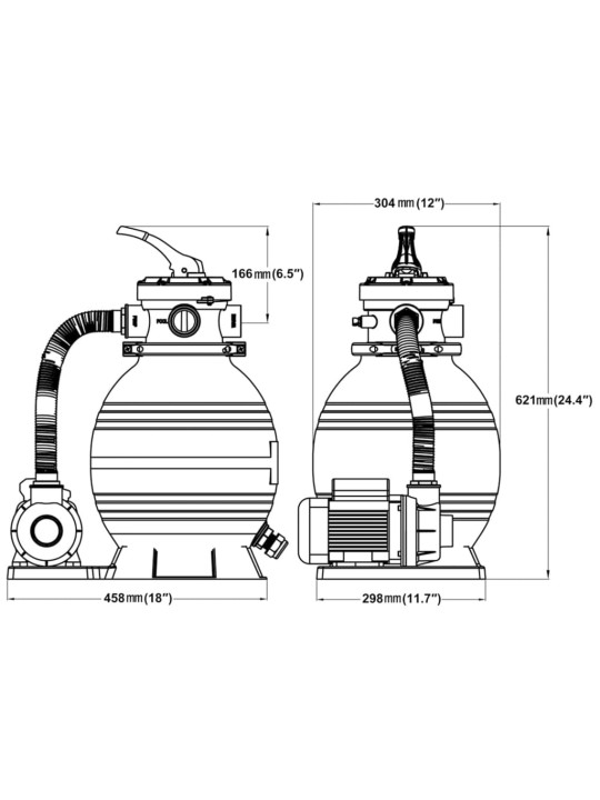 Baseina sūkņi ar smilšu filtru, 2 gab., 400 w, 11000 l/h