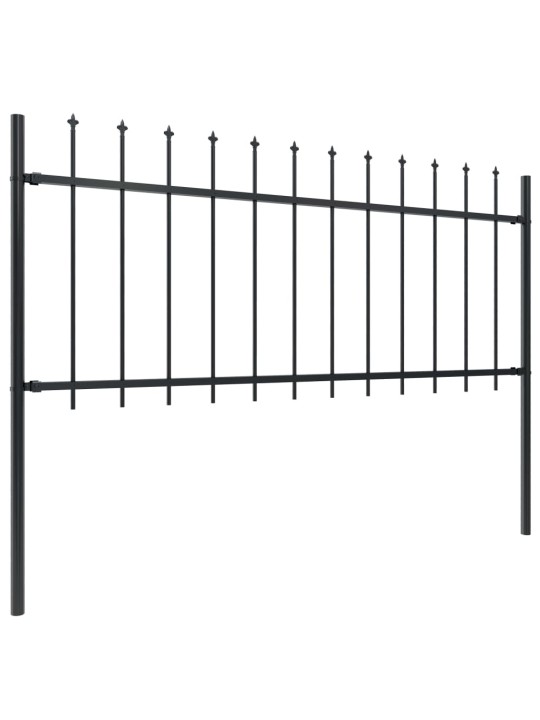 Dārza žogs ar pīķiem augšpusē, 11,9x0,8 m, melns tērauds