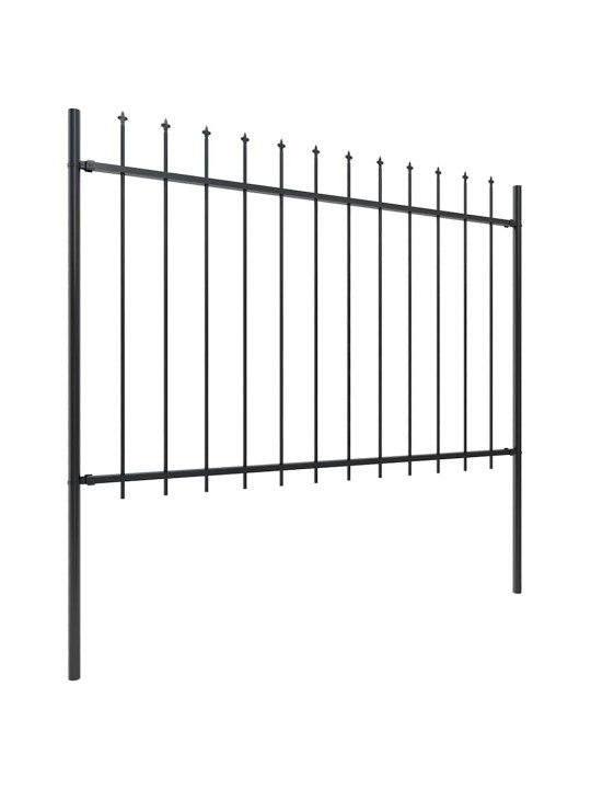 Dārza žogs ar šķēpu galiem, tērauds, 1603,5x120 cm, melns