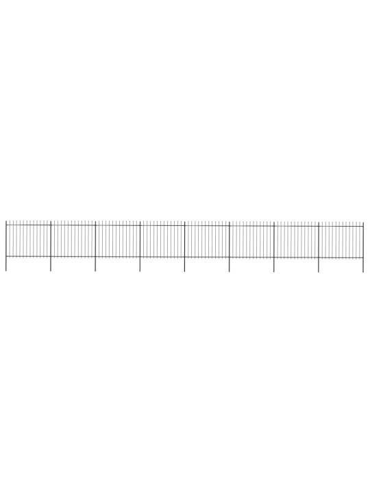 Dārza žogs ar pīķiem augšpusē, 13,6x1,5 m, melns tērauds