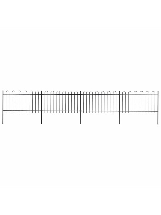 Dārza žogs ar stīpām augšpusē, tērauds, 714,5x100 cm, melns