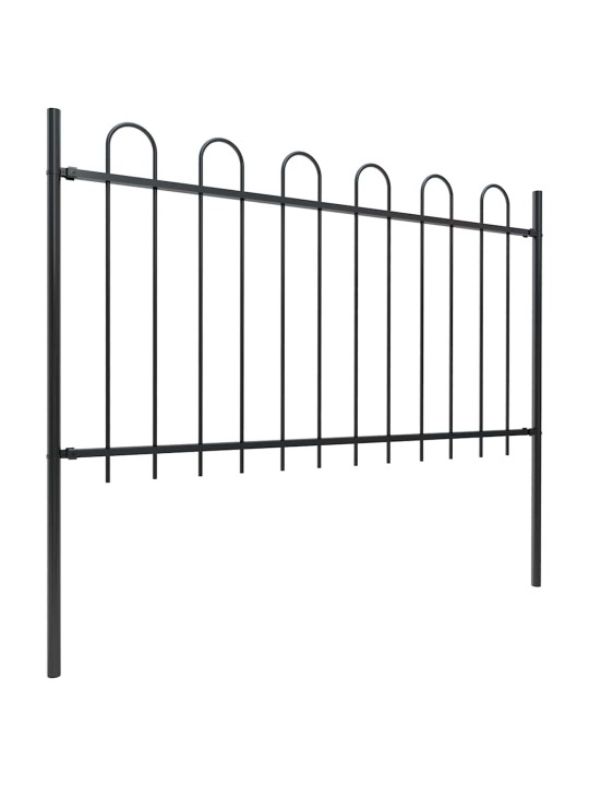 Dārza žogs ar stīpām augšpusē, tērauds, 714,5x100 cm, melns
