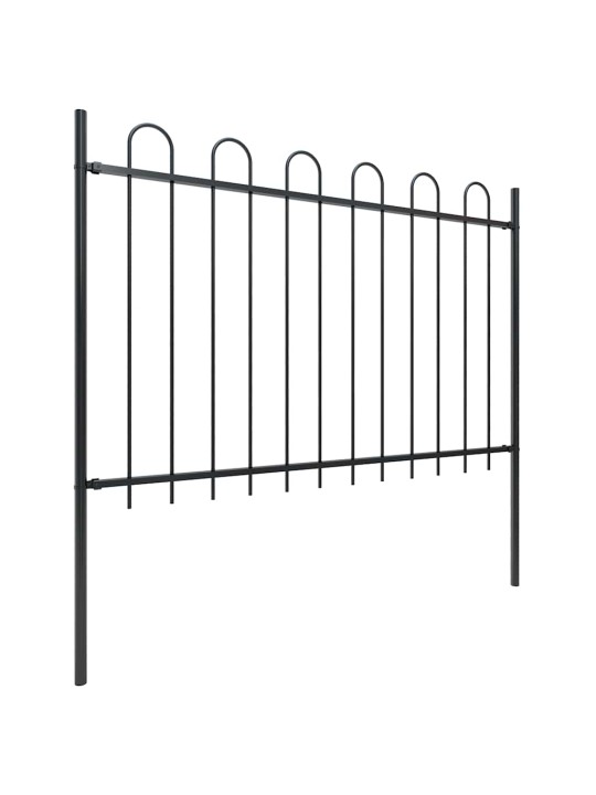 Dārza žogs ar stīpām augšpusē, tērauds, 537x120 cm, melns