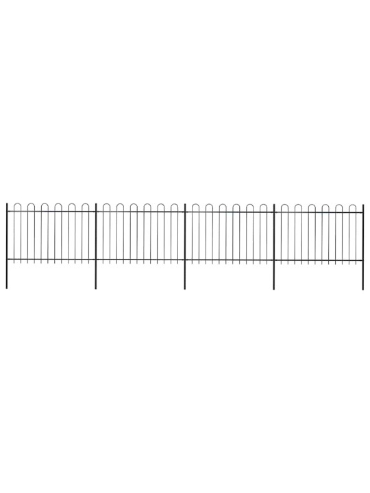 Dārza žogs ar stīpām augšpusē, tērauds, 714,5x120 cm, melns