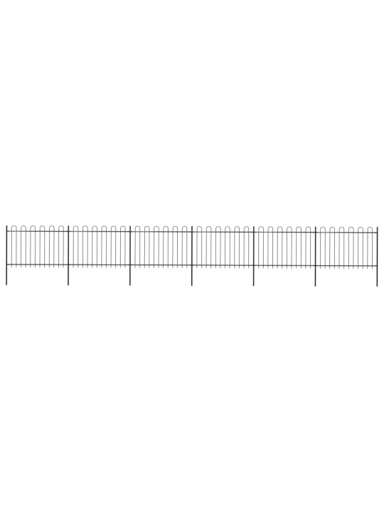 Dārza žogs ar noapaļotu augšmalu, 10,2x1,2 m, melns tērauds