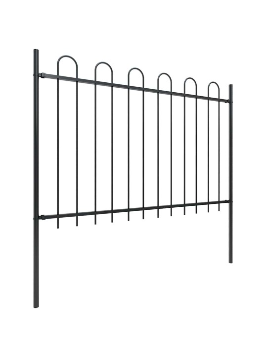 Dārza žogs ar stīpām augšpusē, tērauds, 1603,5x120 cm, melns