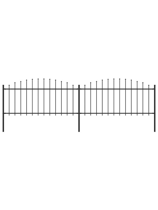 Dārza žogs ar pīķiem augšpusē, tērauds, (0,5-0,75)x3,4 m, melns