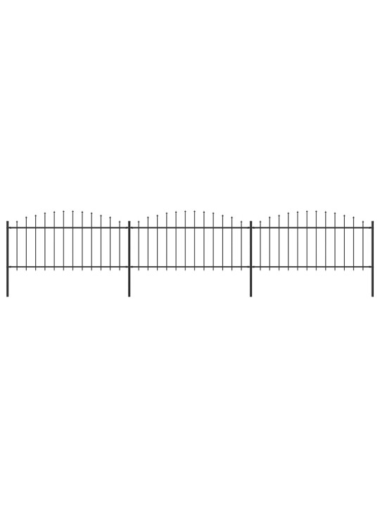 Dārza žogs ar pīķiem augšpusē, tērauds, (0,5-0,75)x5,1 m, melns