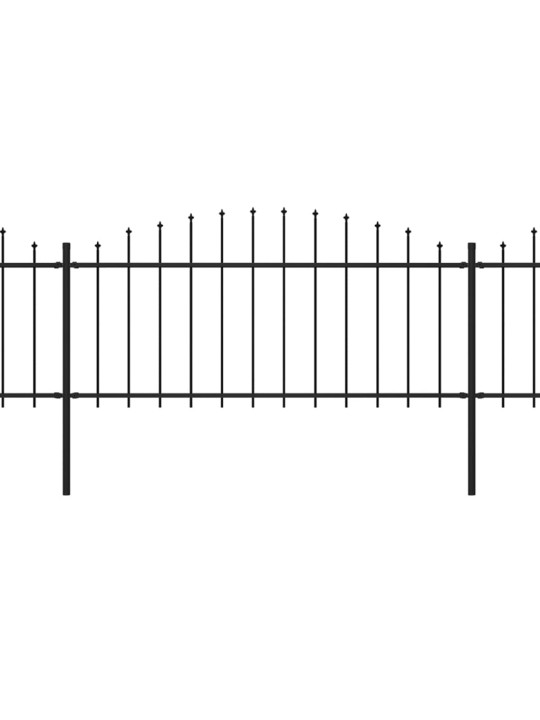 Dārza žogs ar pīķiem augšpusē, tērauds, (0,5-0,75)x5,1 m, melns