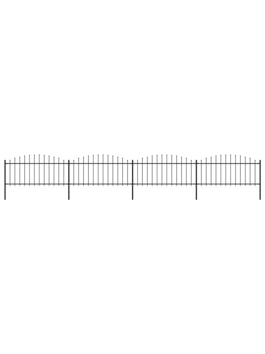 Dārza žogs ar pīķiem augšpusē, tērauds, (0,5-0,75)x6,8 m, melns