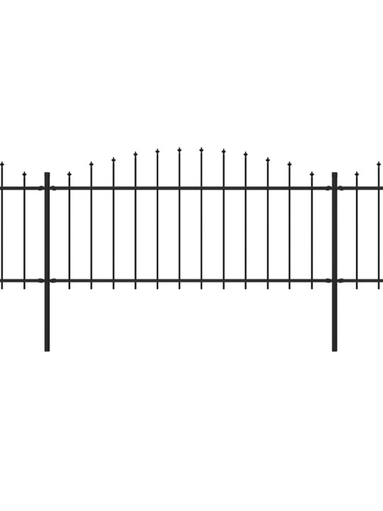 Dārza žogs ar pīķiem augšpusē, tērauds, (0,5-0,75)x6,8 m, melns
