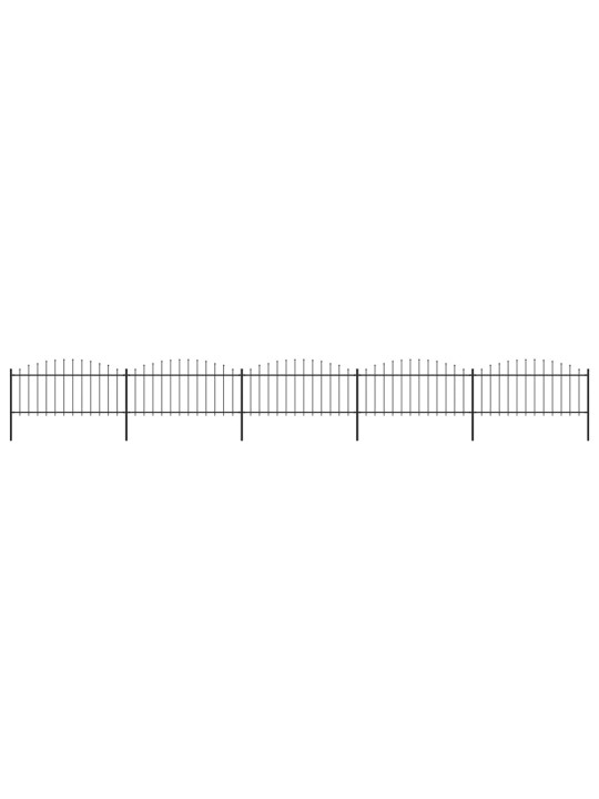 Dārza žogs ar pīķiem augšpusē, tērauds, (0,5-0,75)x8,5 m, melns