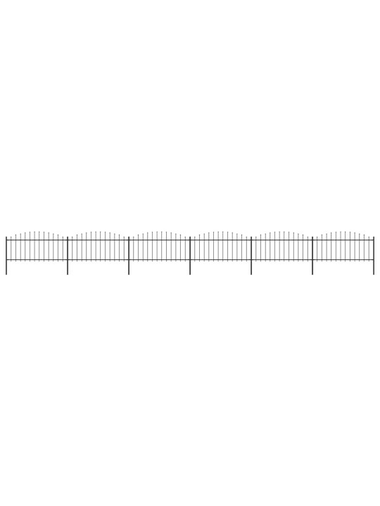 Dārza žogs ar pīķiem augšpusē, tērauds, (0,5-0,75)x10,2m, melns