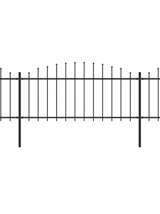 Dārza žogs ar pīķiem augšpusē, tērauds, (0,5-0,75)x10,2m, melns