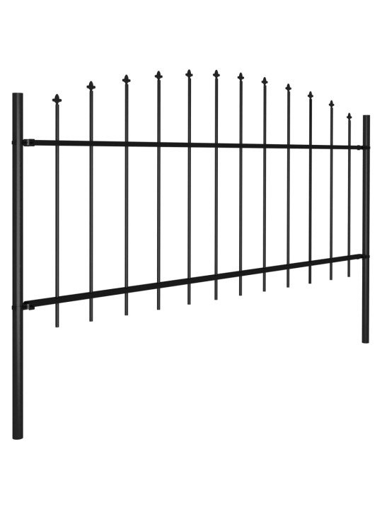 Dārza žogs ar pīķiem augšpusē, tērauds, (0,5-0,75)x10,2m, melns