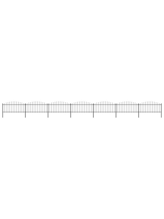 Dārza žogs ar pīķiem augšpusē, tērauds, (0,5-0,75)x11,9m, melns