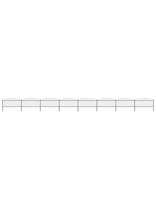 Dārza žogs ar pīķiem augšpusē, tērauds, (0,5-0,75)x13,6m, melns