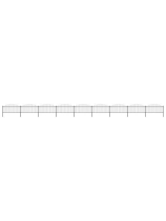 Dārza žogs ar pīķiem augšpusē, tērauds, (0,5-0,75)x15,3m, melns