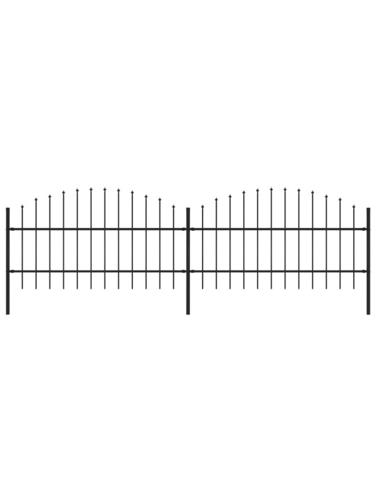 Dārza žogs ar pīķiem augšpusē, tērauds, (0,75-1)x3,4 m, melns