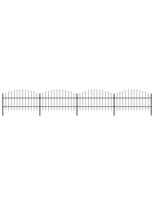 Dārza žogs ar pīķiem augšpusē, tērauds, (0,75-1)x6,8 m, melns