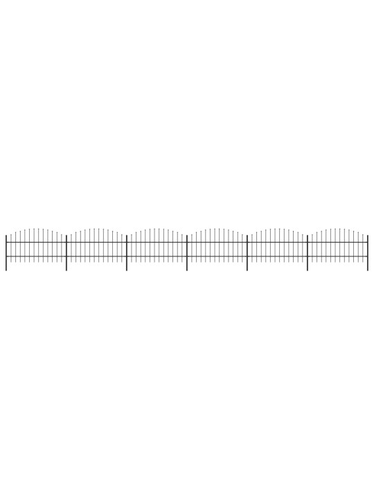 Dārza žogs ar pīķiem augšpusē, tērauds, (0,75-1)x10,2 m, melns