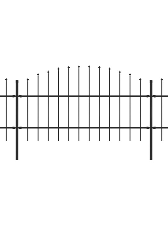 Dārza žogs ar pīķiem augšpusē, tērauds, (0,75-1)x10,2 m, melns