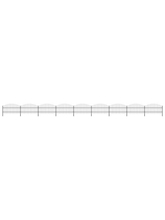 Dārza žogs ar pīķiem augšpusē, tērauds, (0,75-1)x15,3 m, melns
