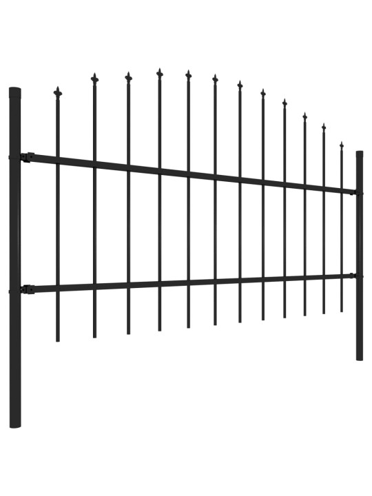 Dārza žogs ar pīķiem augšpusē, tērauds, (0,75-1)x15,3 m, melns