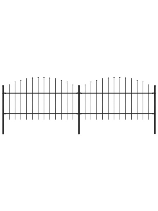 Dārza žogs ar pīķiem augšpusē, tērauds, (1-1,25)x3,4 m, melns