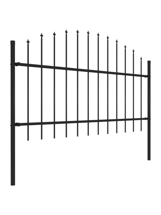 Dārza žogs ar pīķiem augšpusē, tērauds, (1-1,25)x3,4 m, melns