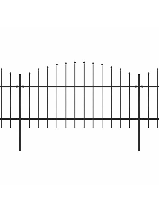 Dārza žogs ar šķēpu galiem, tērauds, 714,5x125 cm, melns