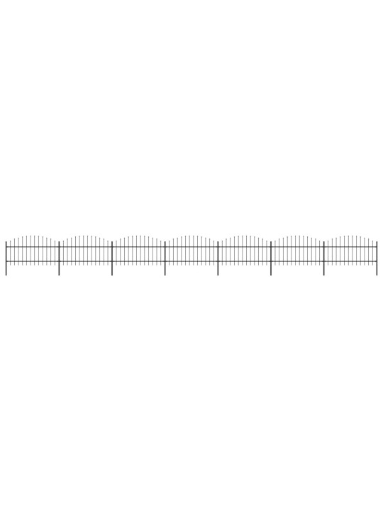 Dārza žogs ar pīķiem augšpusē, tērauds, (1-1,25)x11,9 m, melns