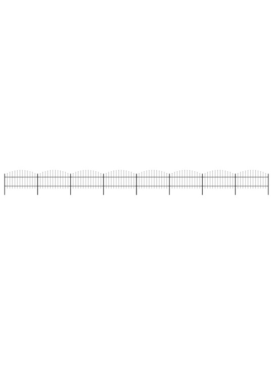 Dārza žogs ar pīķiem augšpusē, tērauds, (1-1,25)x13,6 m, melns