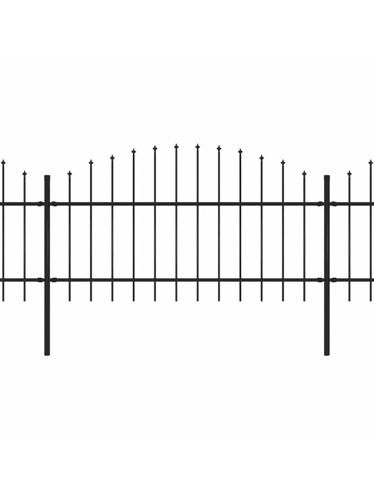 Dārza žogs ar pīķiem augšpusē, tērauds, (1-1,25)x13,6 m, melns
