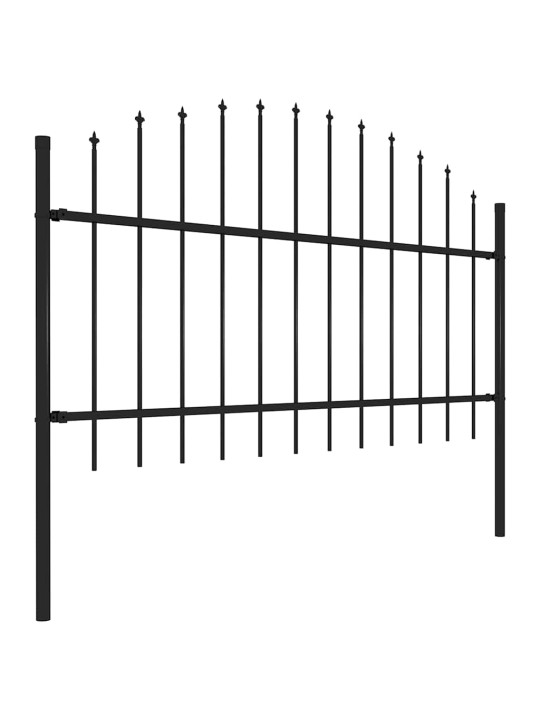Dārza žogs ar pīķiem augšpusē, tērauds, (1-1,25)x13,6 m, melns