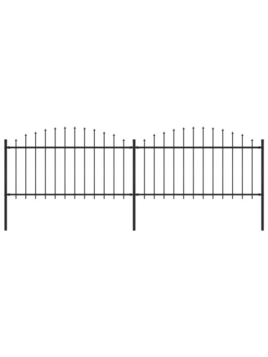 Dārza žogs ar pīķiem augšpusē, tērauds, (1,25-1,5)x3,4 m, melns