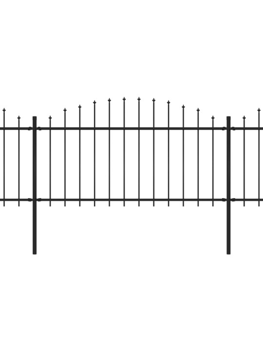 Dārza žogs ar pīķiem augšpusē, tērauds, (1,25-1,5)x3,4 m, melns