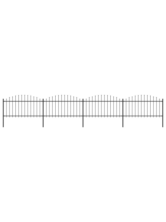 Dārza žogs ar pīķiem augšpusē, tērauds, (1,25-1,5)x6,8 m, melns
